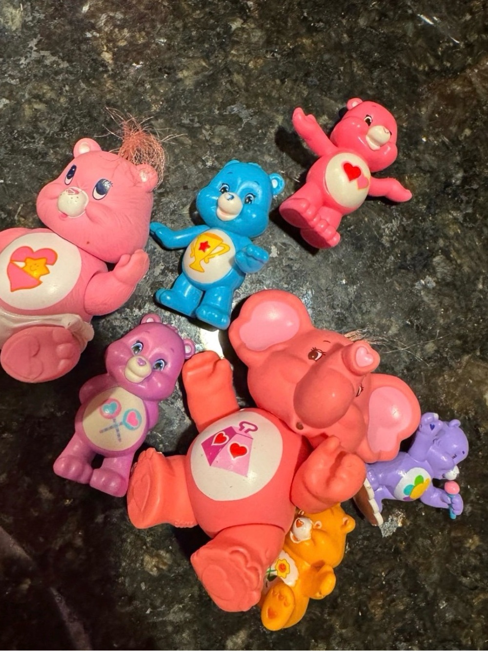 Care Bears Mini Figures Lot - Pink, Blue, Purple, Orange